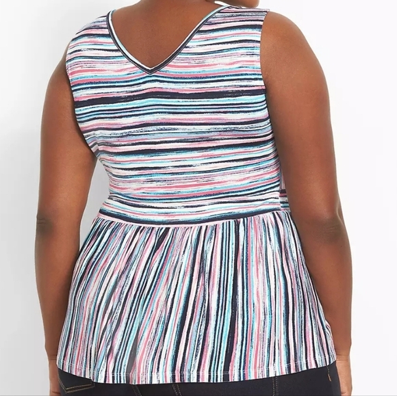 Lane Bryant Fun Colorful surplice swing stripe sleeveless top 14 - Picture 9 of 9